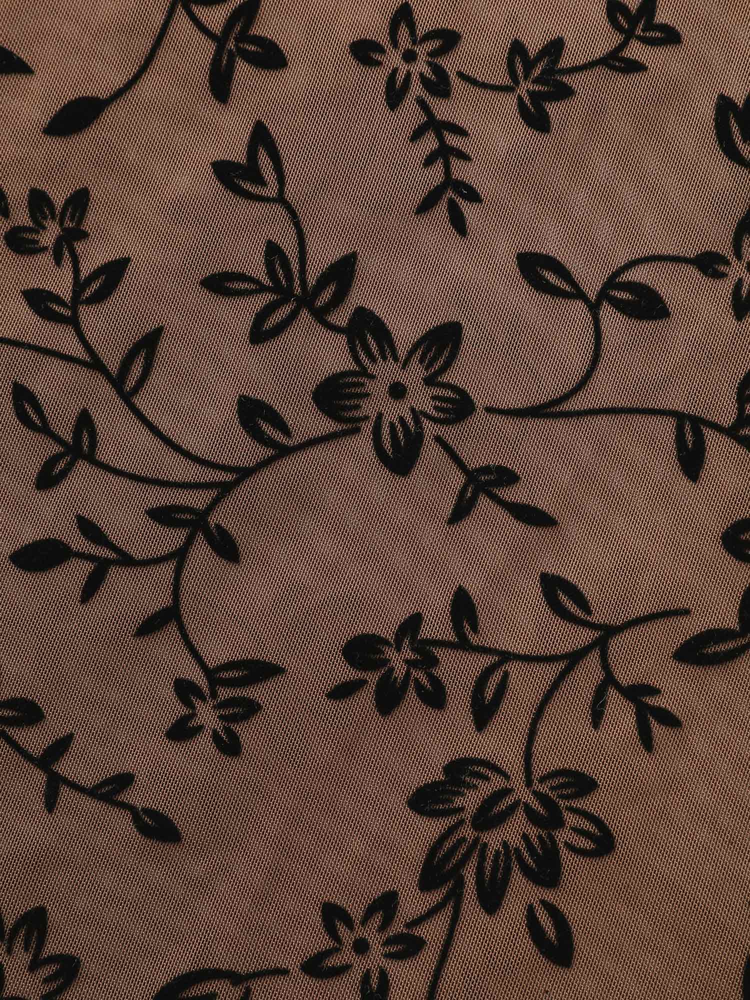 Floral Flocking Mesh Mock Neck T-shirt