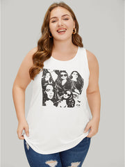 Figure Print Sleeveless Tank Top