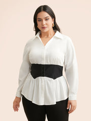 Shirt Collar Contrast Patchwork Shirt