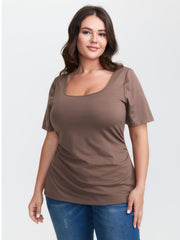Scoop Neck Fitted Stretchy T-Shirt