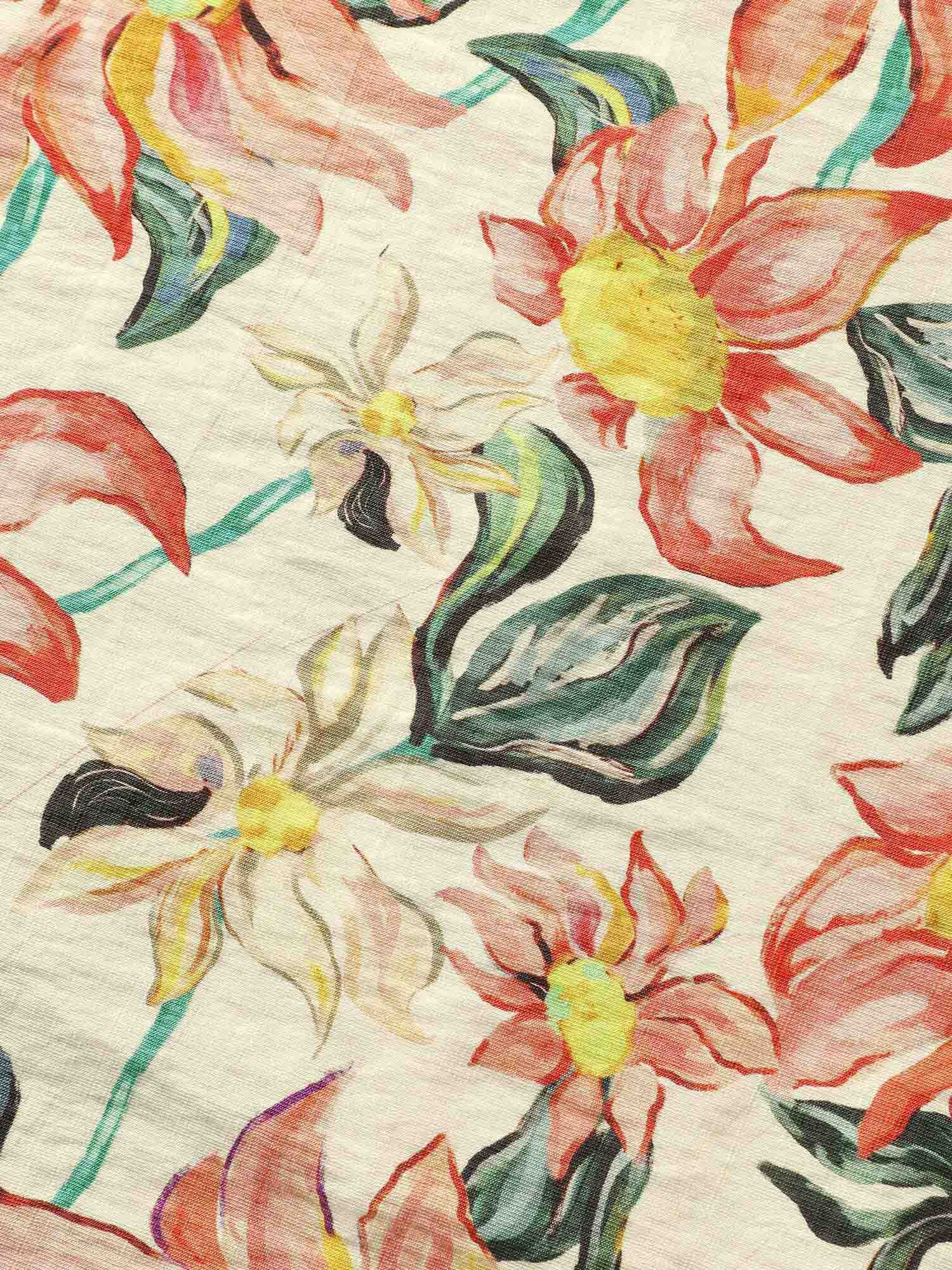 Floral Print Tie Knot Ruffle Sleeve Kimono