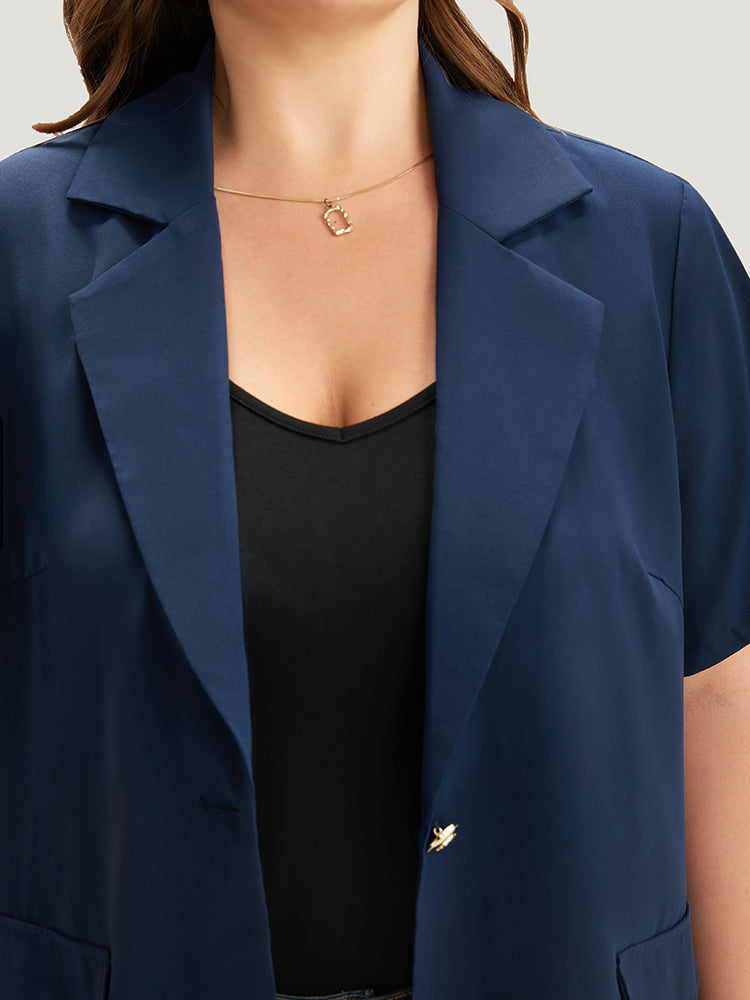 Plain Button Through Flap Pocket Suit Collar Blazer