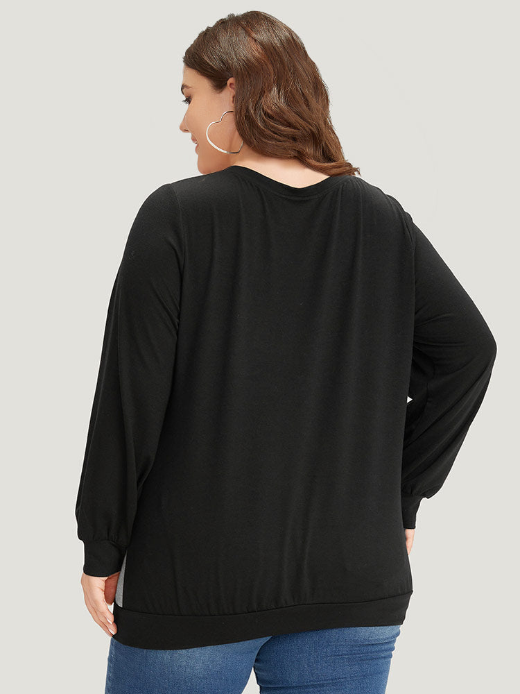 Striped Contrast Button Up Elastic cuffs Sweatshirt