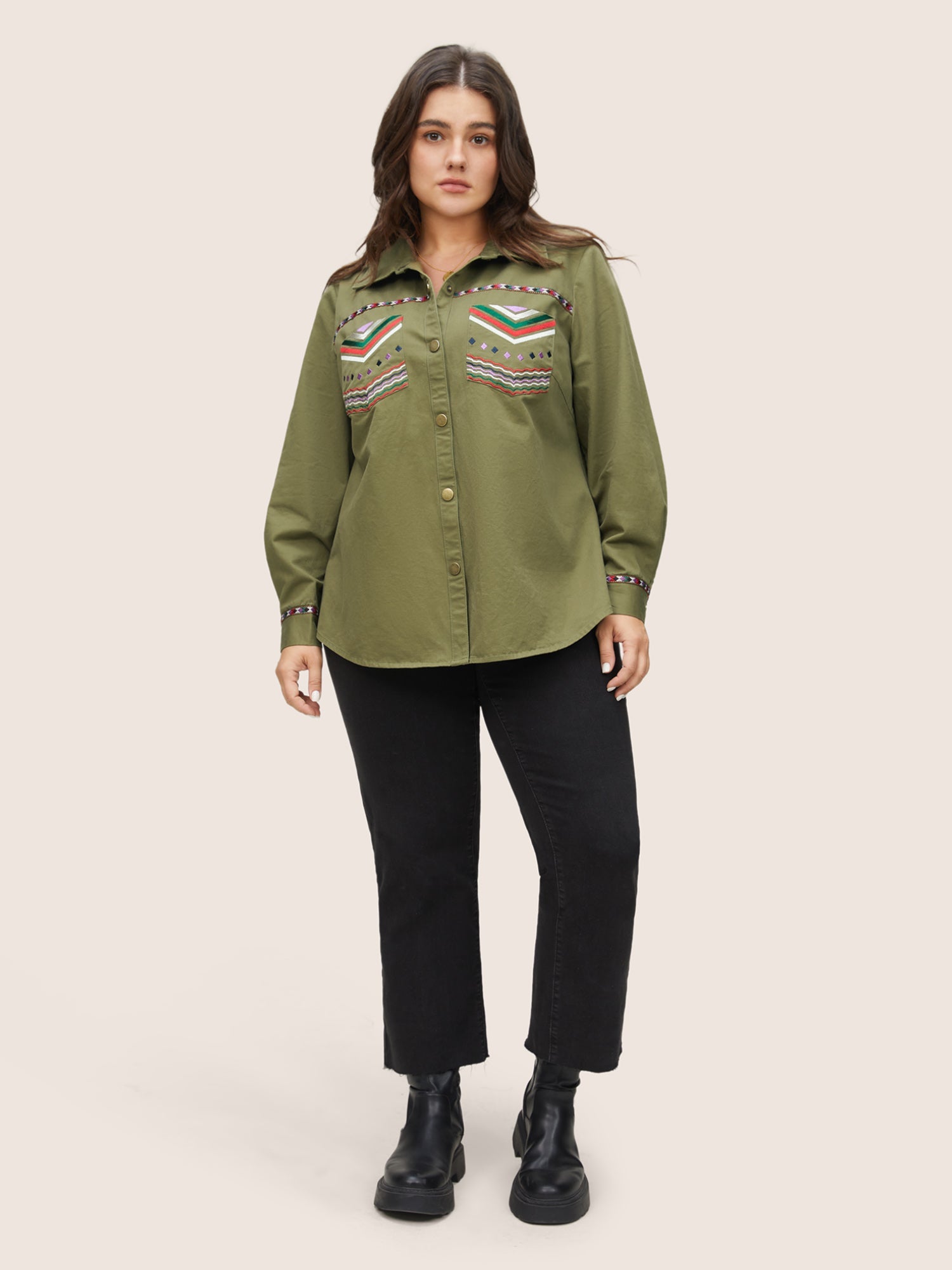 Bandana Embroidered Patched Pocket Jacket