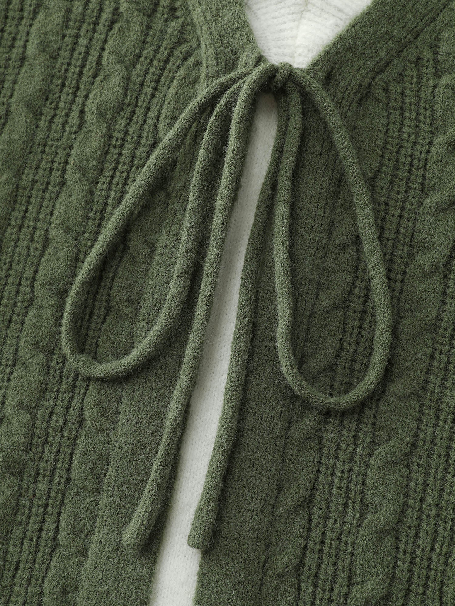 2-in-1 Cableknit Layered Tie Pullover