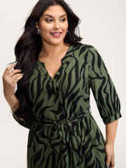 Zebra Print Stretchy Belted Waist Jumpsuit