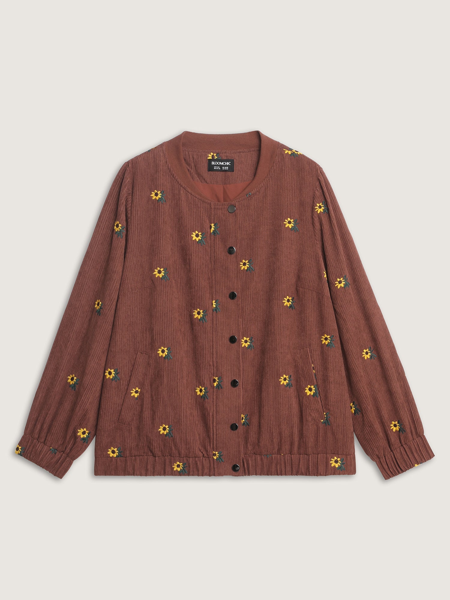 Sunflower Textured Embroidery Button Jacket