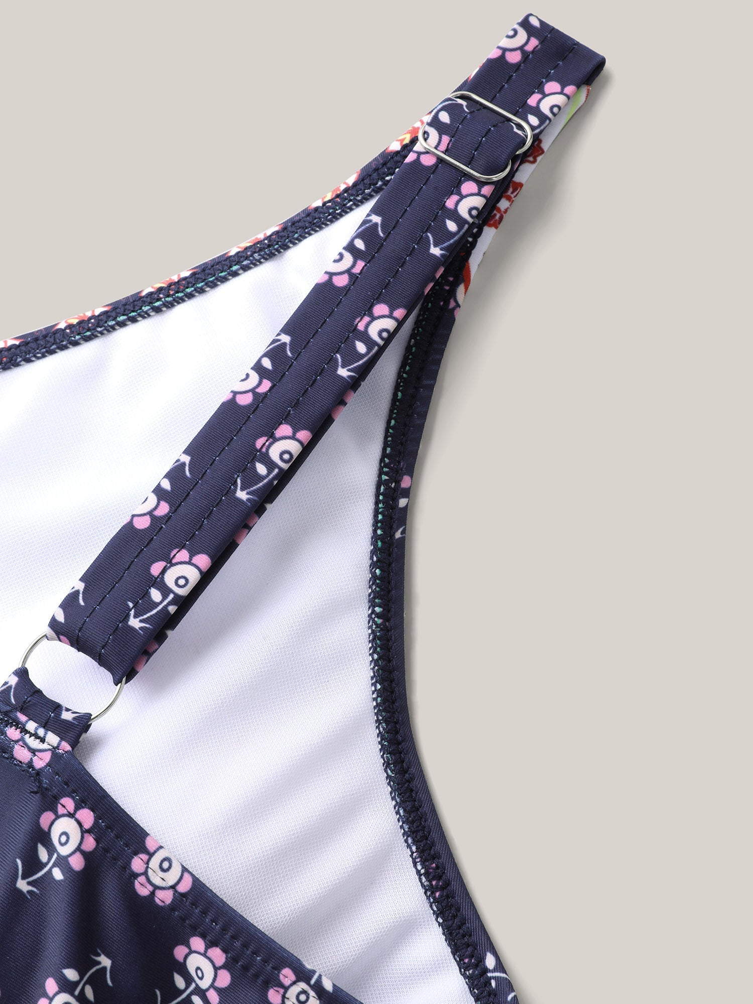 Floral Print Contrast Swim Romper