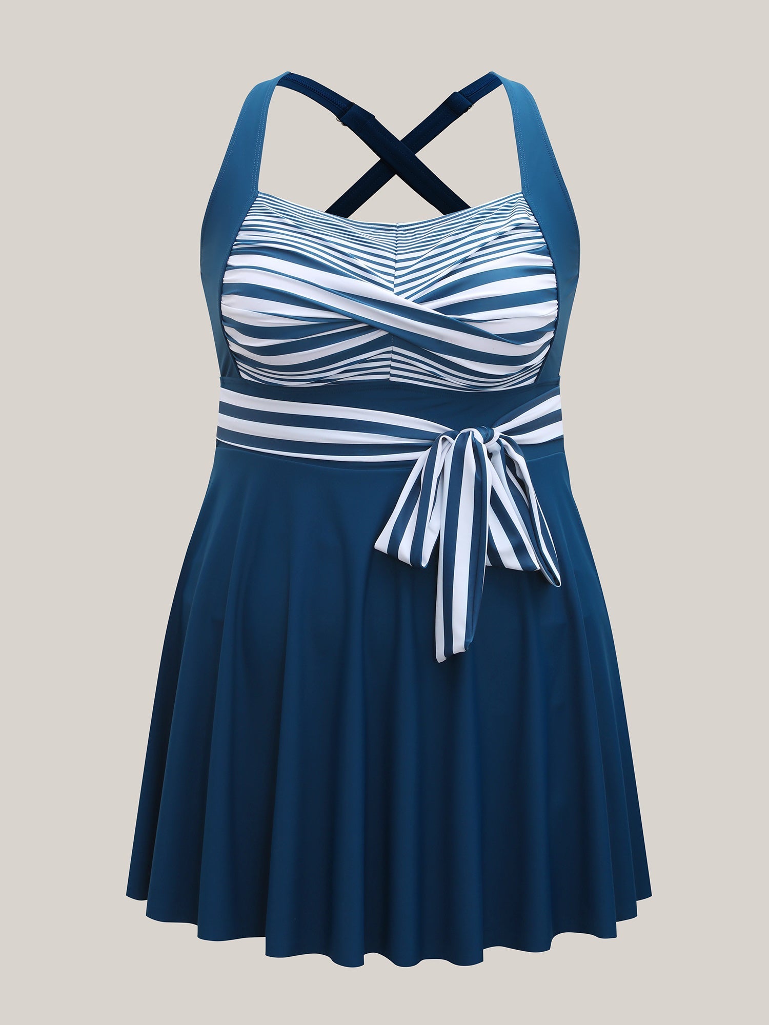 Anti-Float Ties Twist Belted Swim Dress