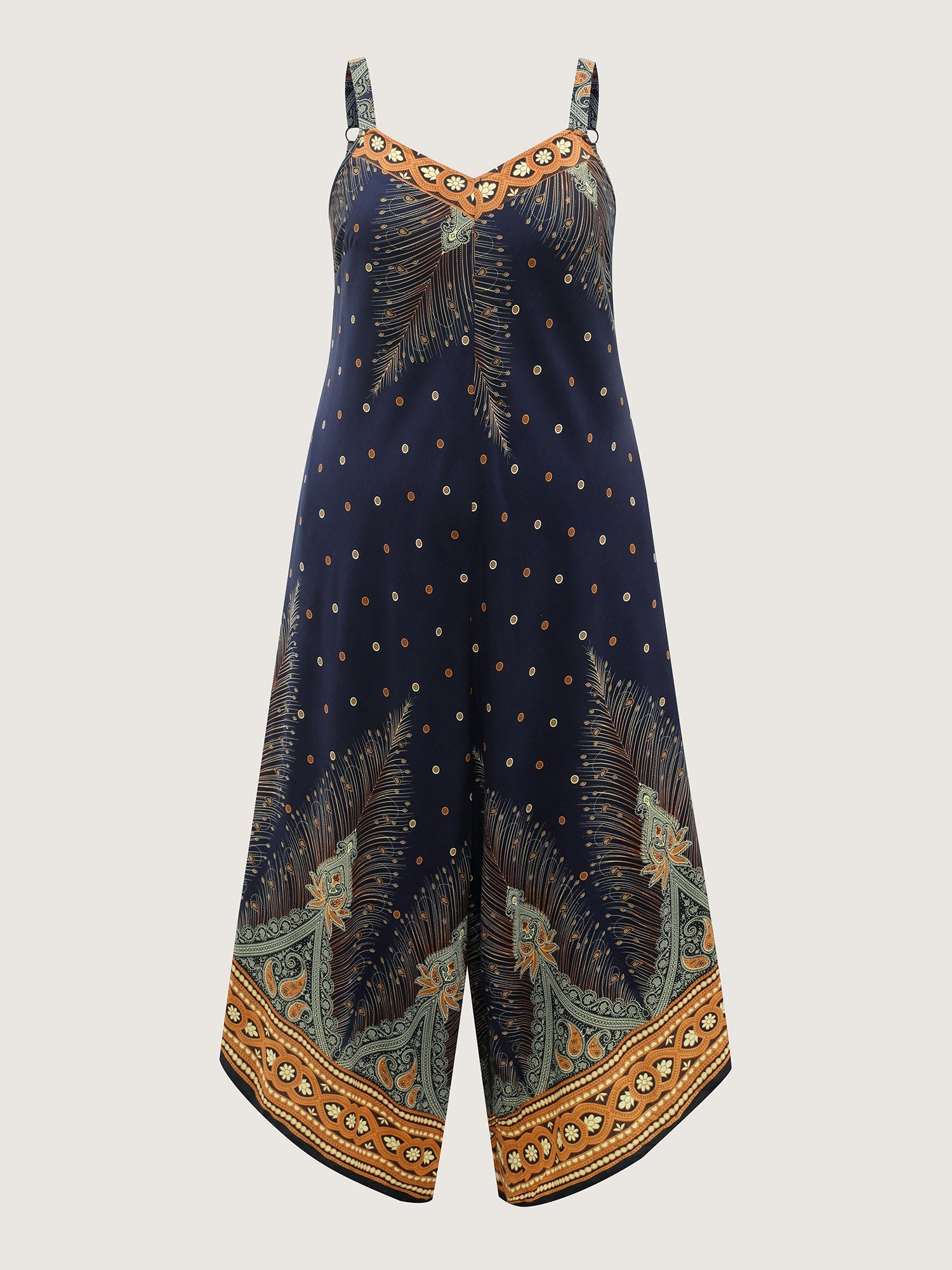 Boho Print Asymmetrical Hem Jumpsuit