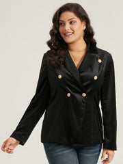 Velvet Lapel Collar Metai Detail Blazer