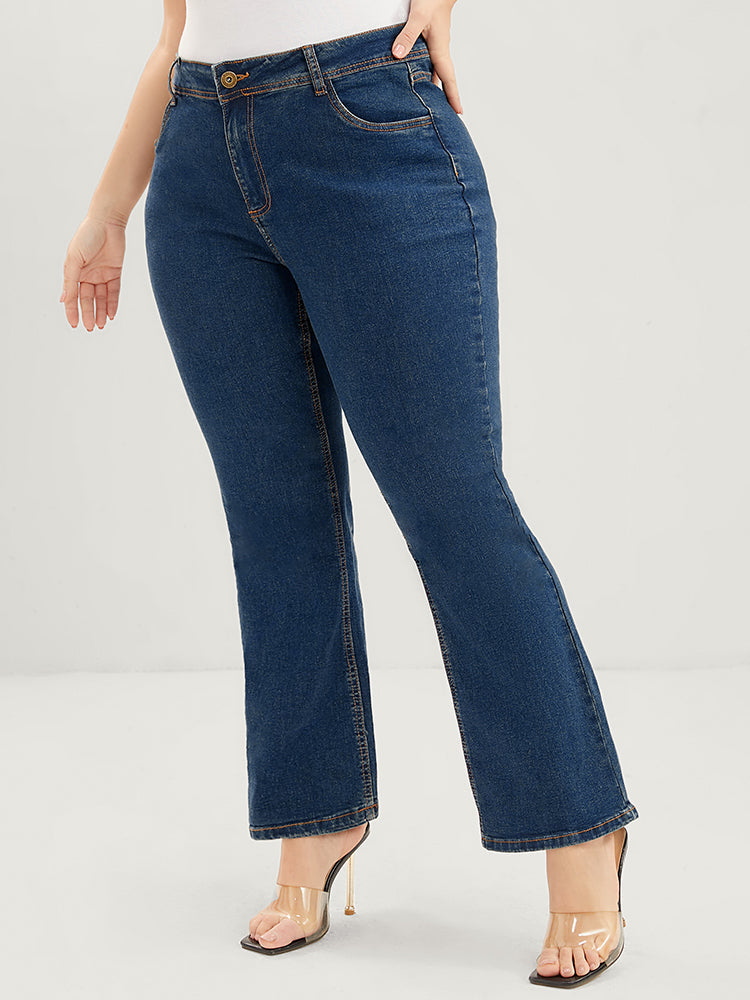 Bootcut Slightly Stretchy High Rise Dark Wash Jeans