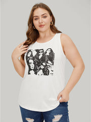 Figure Print Sleeveless Tank Top