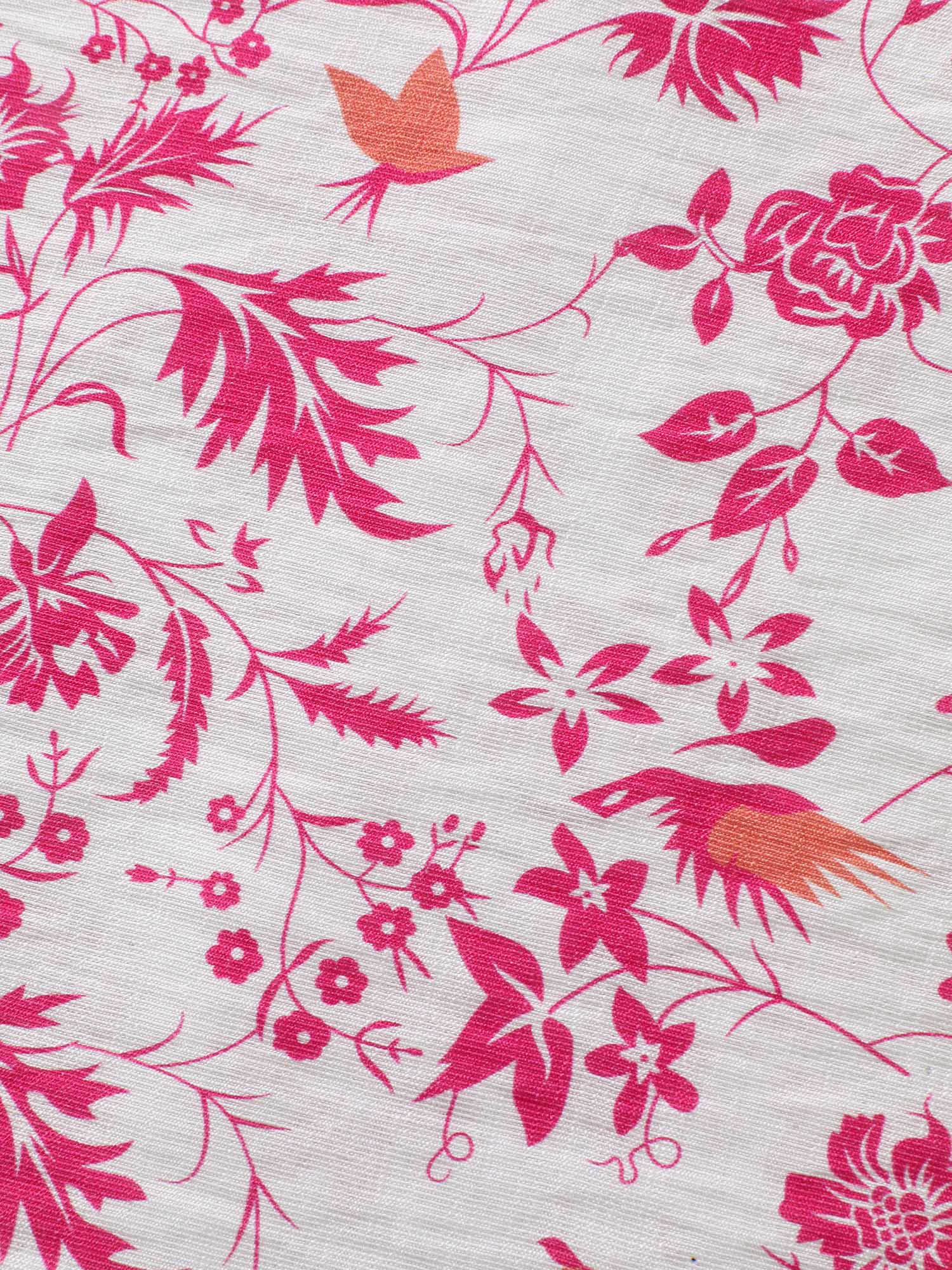 Silhouette Floral Print Neck Tassels Blouse