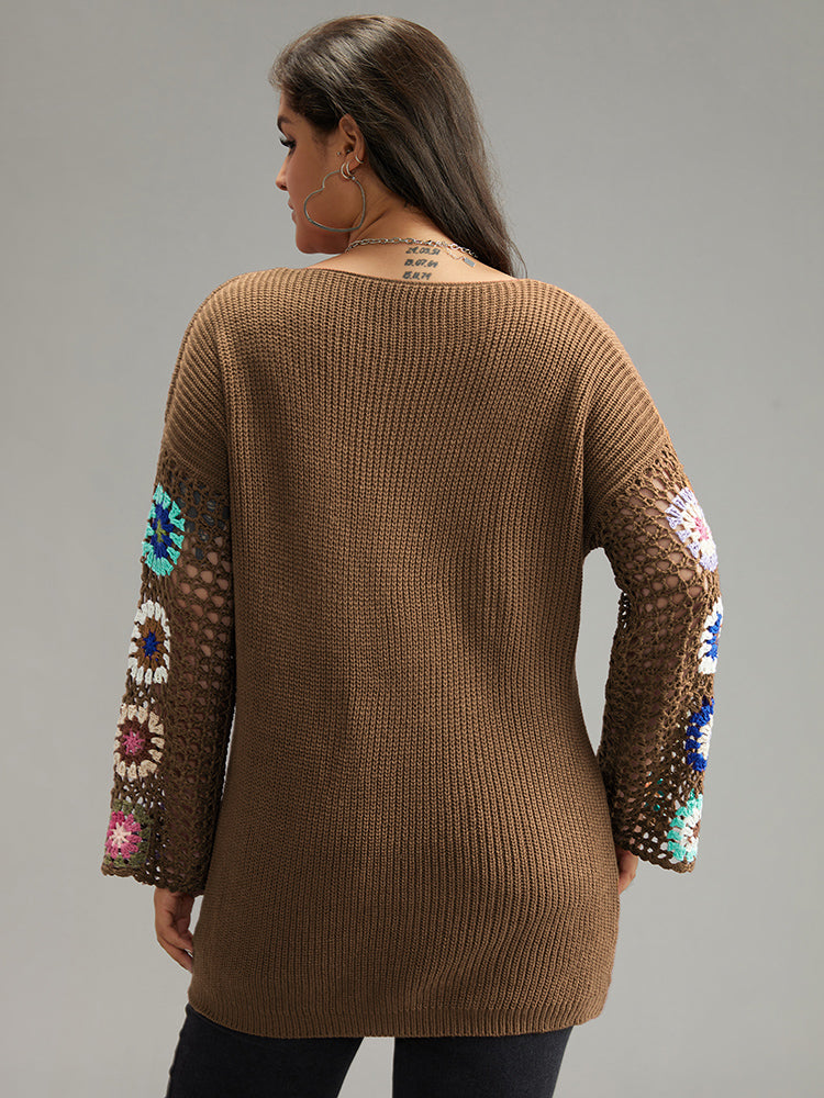 Floral Embroidered Hollow Out Pullover