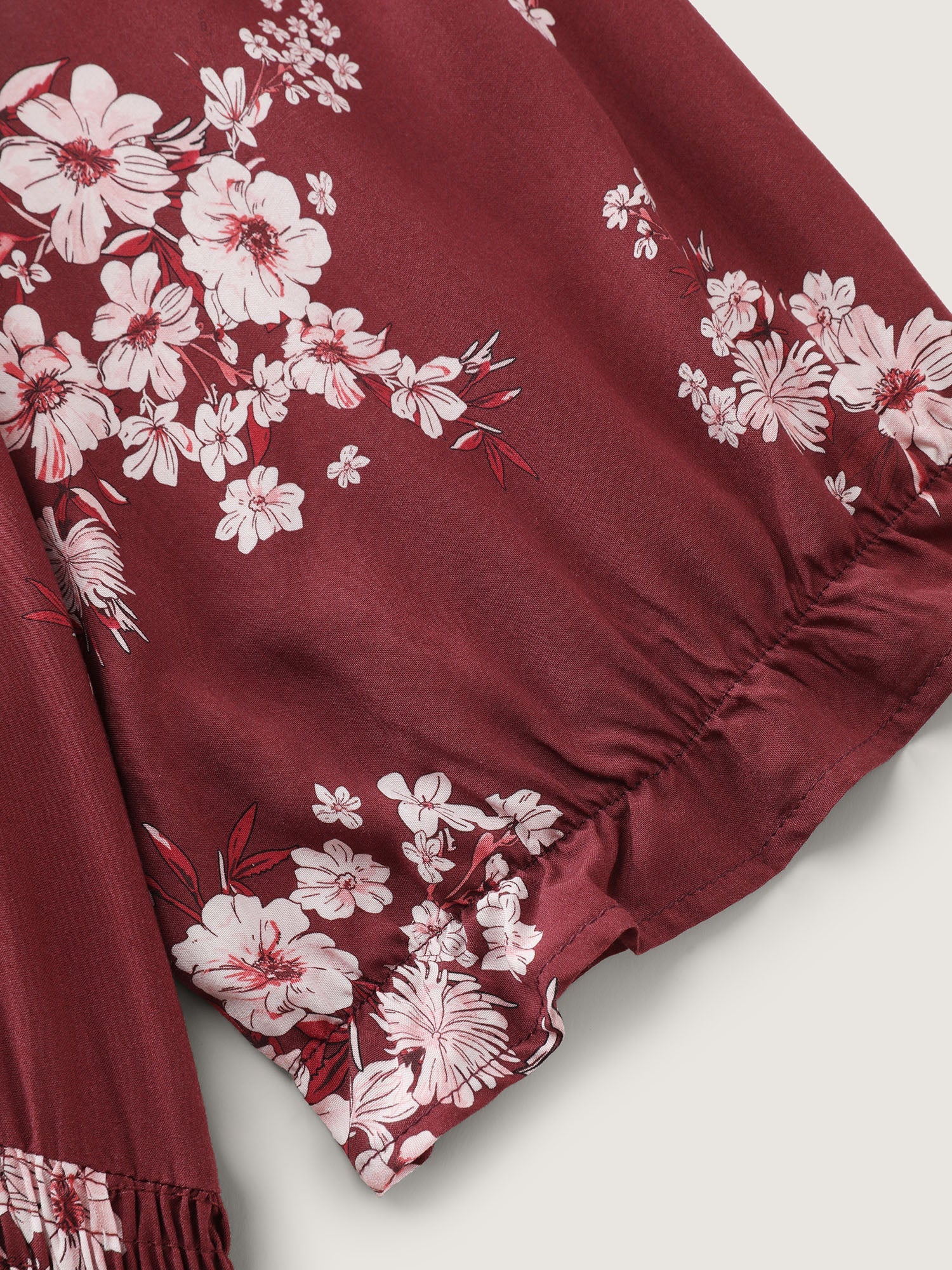 Floral Print Shirred Maxi Dress