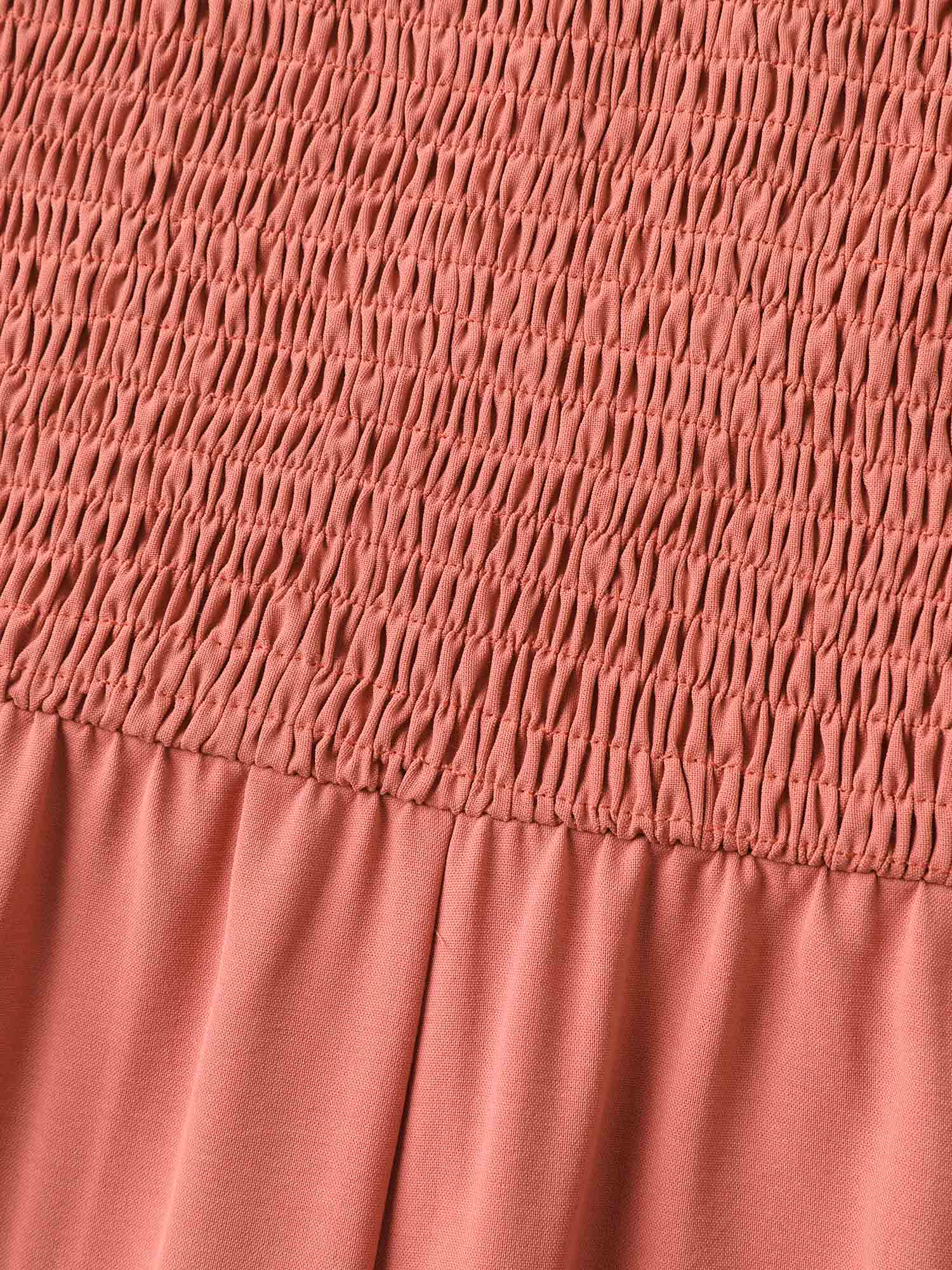 Shirred Puffy Sleeve Pockets Jumpsuit