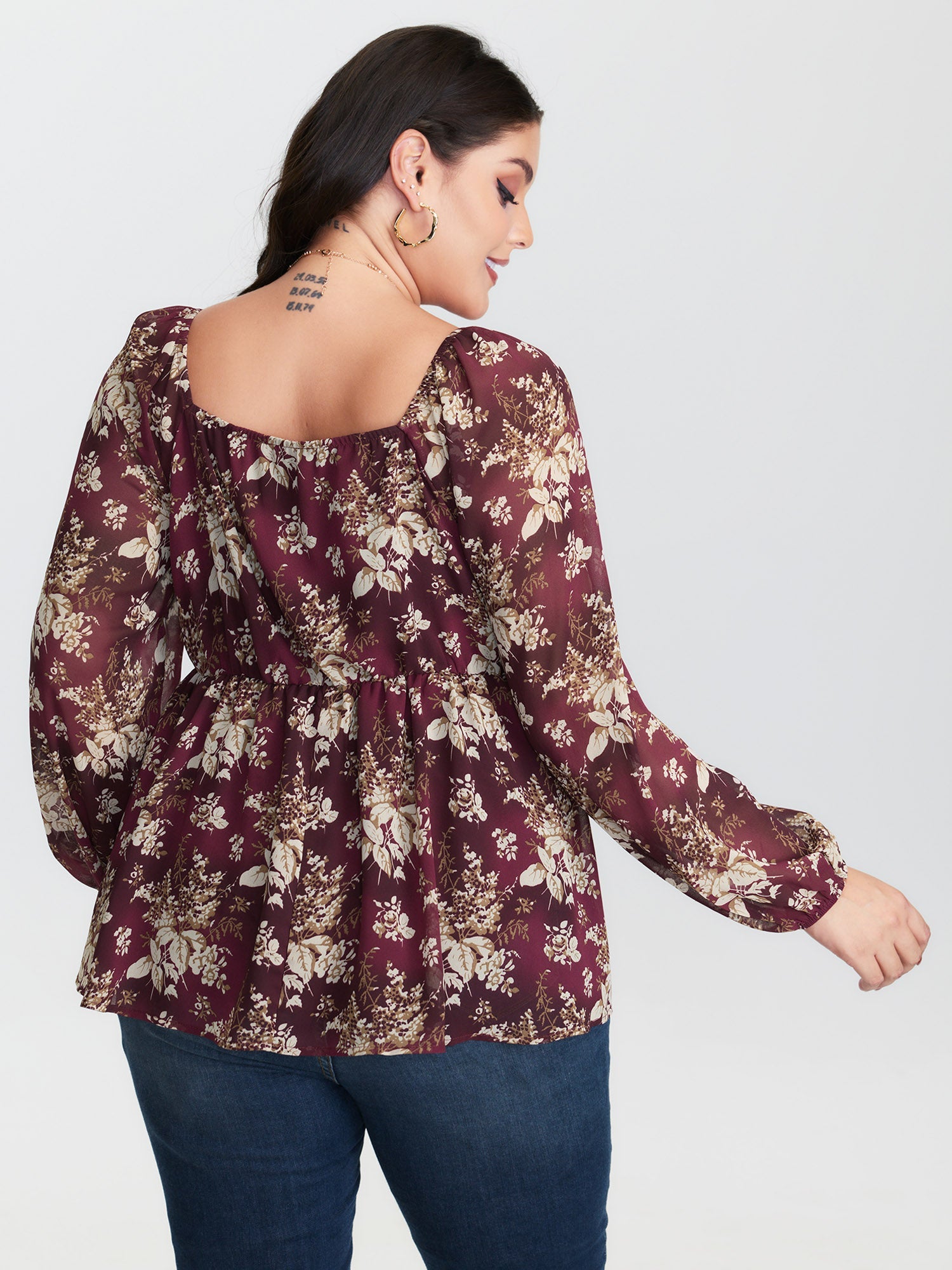 Shirred High-Waist Cinched Blouse