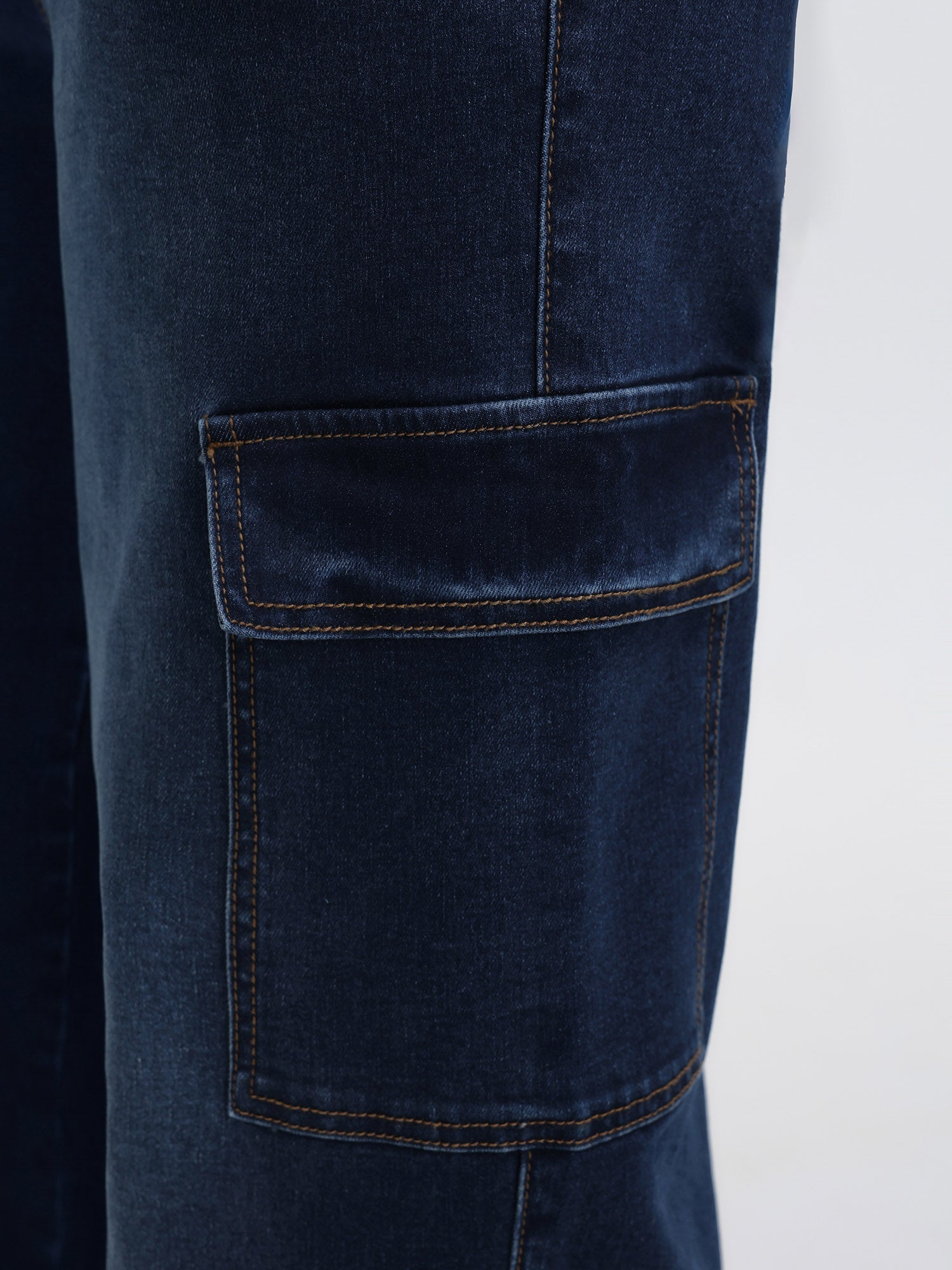 Stretchy Waist Drawstring Wide-Leg Jeans