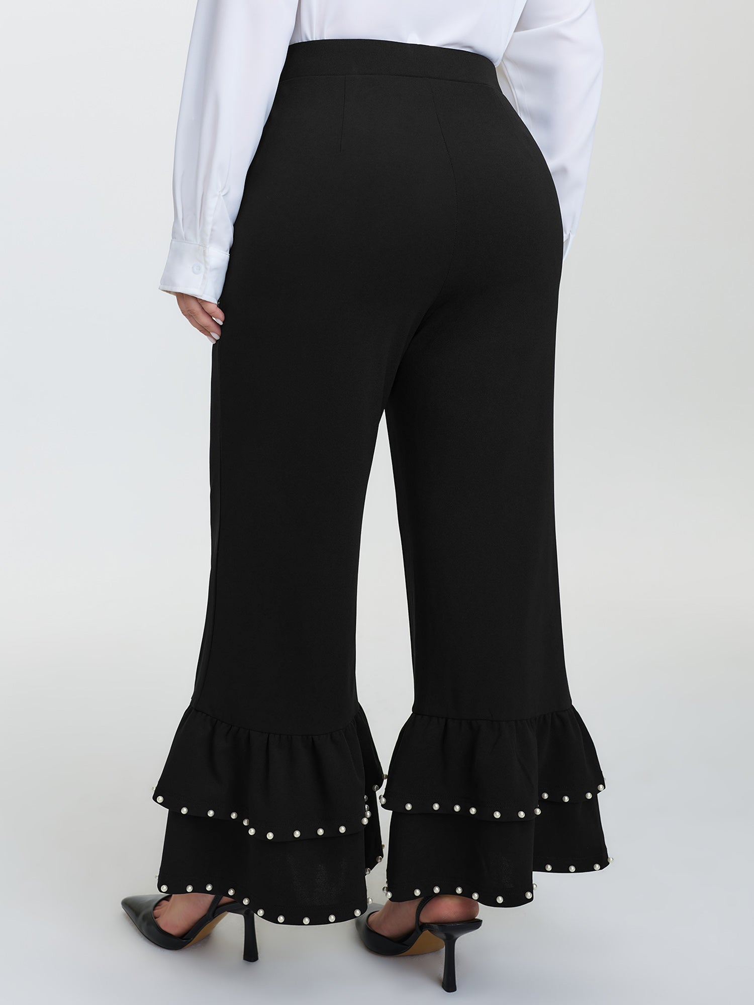 Ruffled Beadwork Layered Pants
