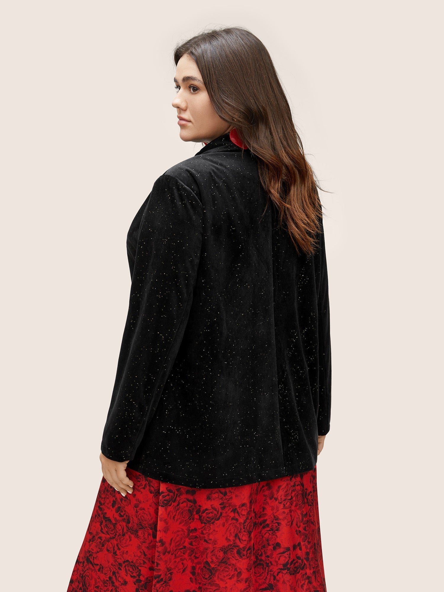 Galaxy Glitter Pocket Suit Collar Blazer