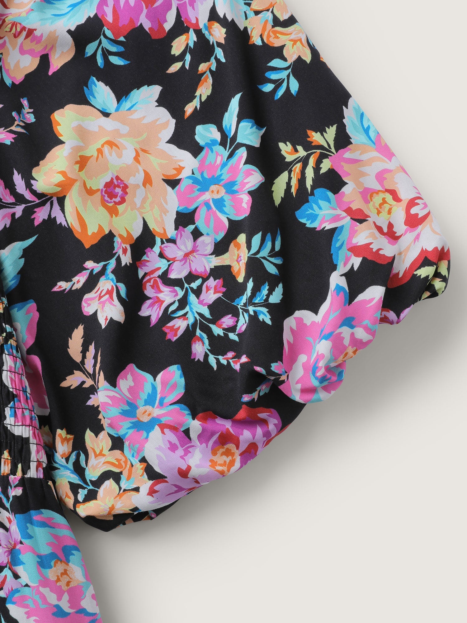 Floral Print Bust-Ease Shirred Jumpsuit