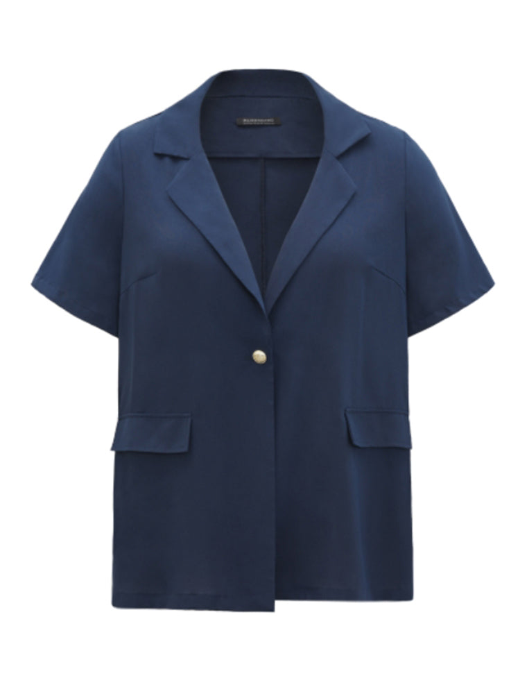 Plain Button Through Flap Pocket Suit Collar Blazer
