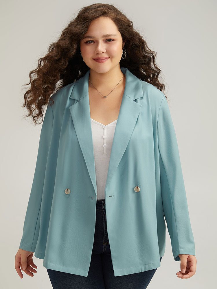 Solid Double Breasted Lapel Collar Blazer