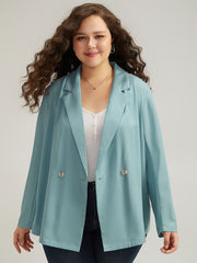 Solid Double Breasted Lapel Collar Blazer