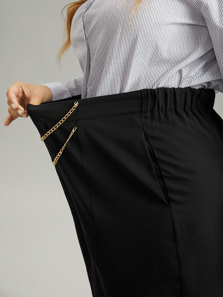 Static-Free Metal Chain Detail Split Hem Pants