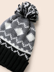 Geometric Jacquard Fluffy Ball Hat