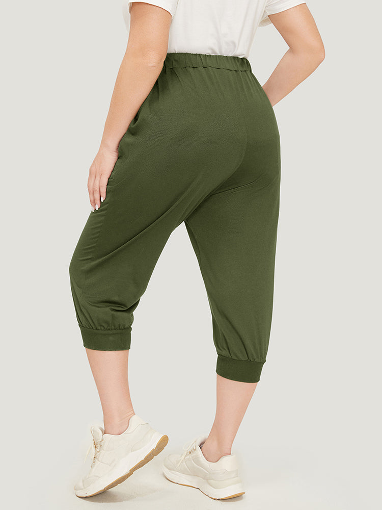 Solid Knot Front Pocket Carrot Pants