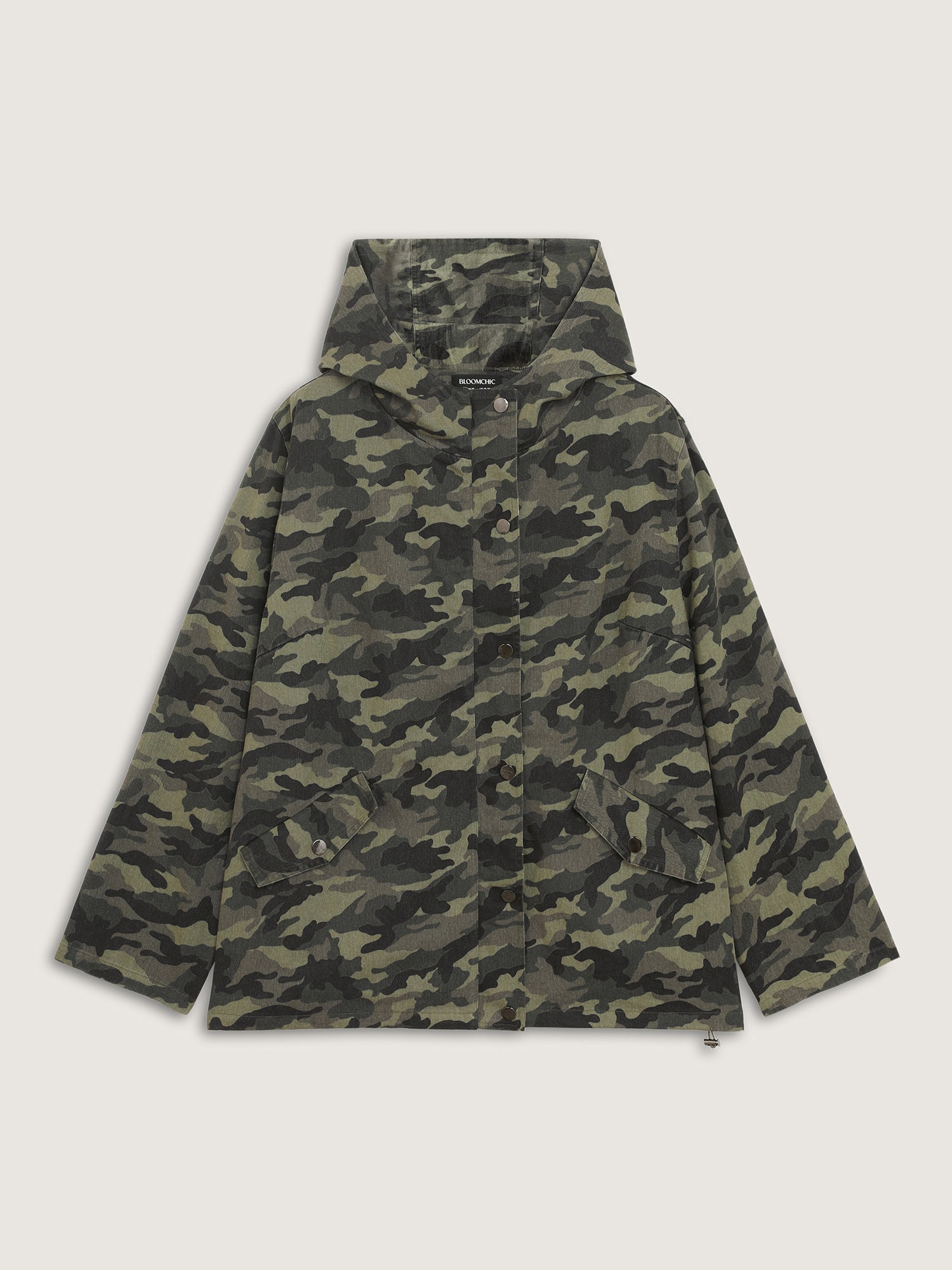 Camouflage Hooded Adjustable Hem Jacket