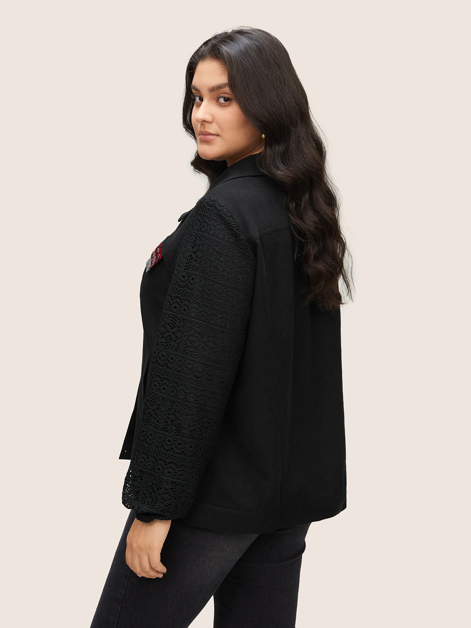 Patchwork Embroidered Flap Detail Jacket