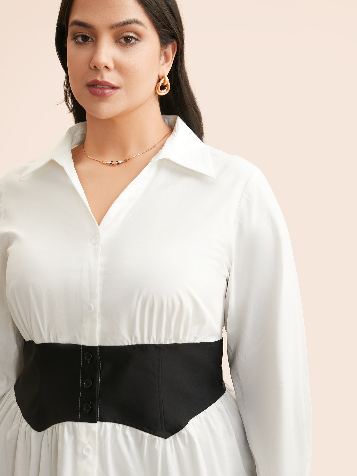 Shirt Collar Contrast Patchwork Shirt