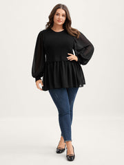 Balloon Sleeve Solid Twofer Sweater