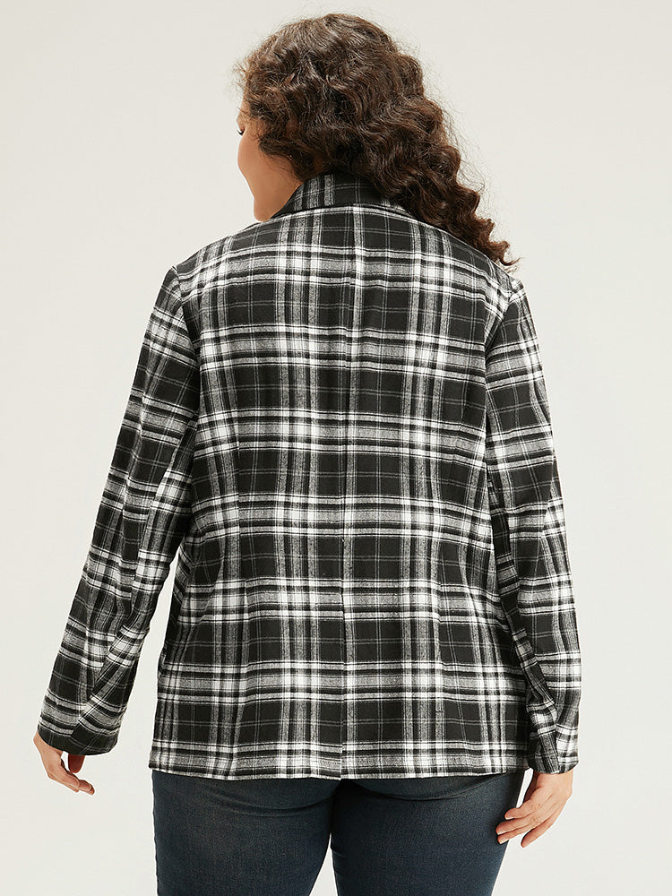 Plaid Suit Collar Button Fly Blazer