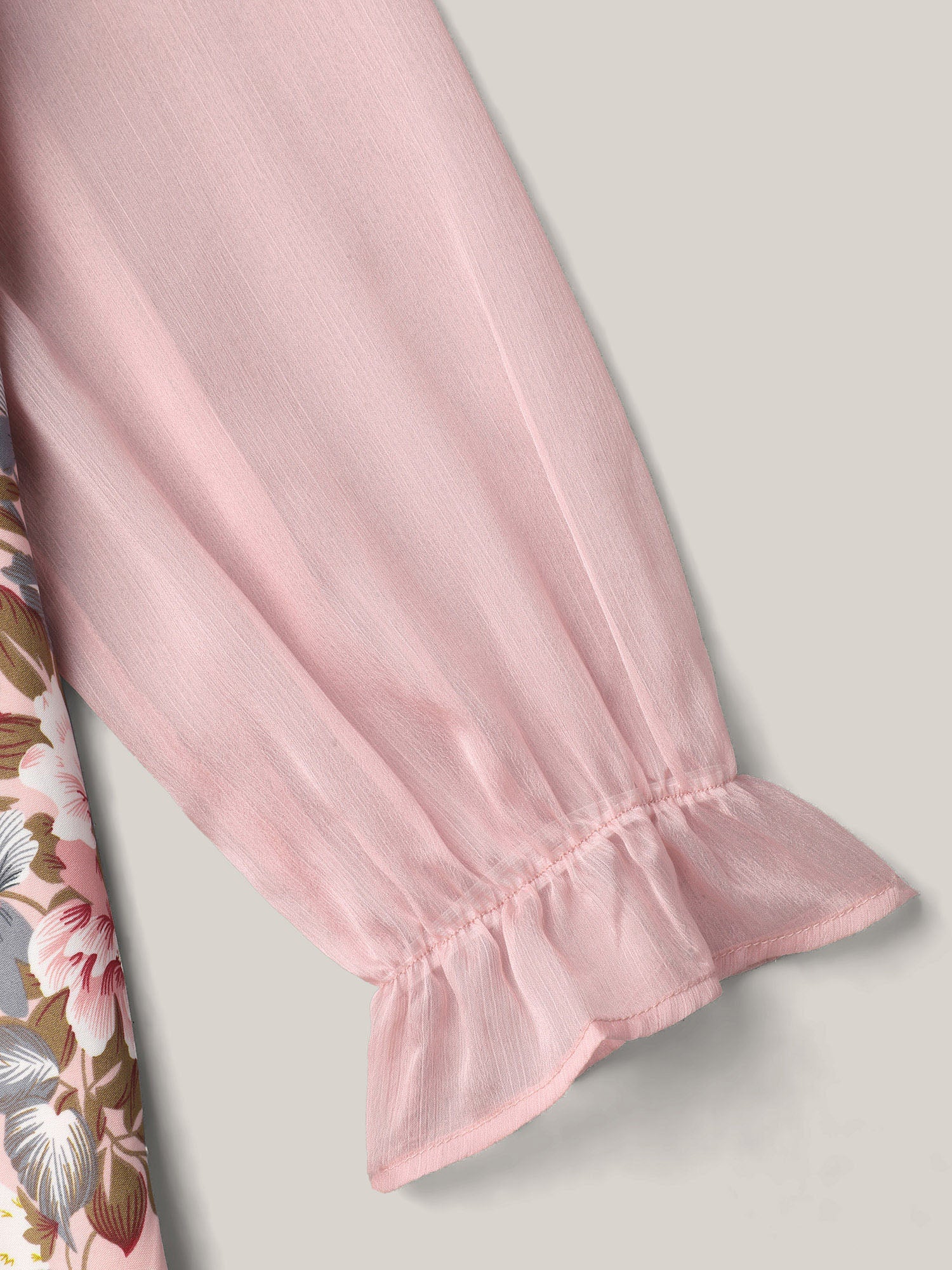 Floral Print Spliced Waist Cinched Midi Dress