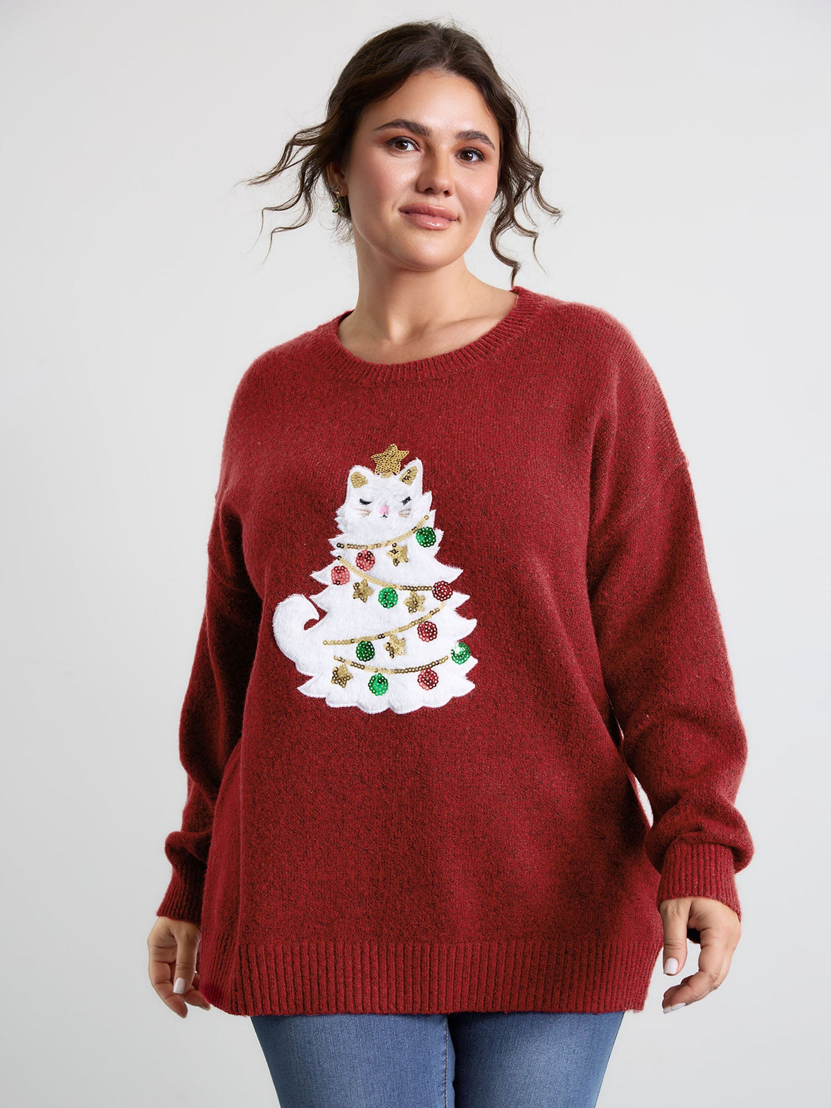 Festive Cat Tree Colorful Pullover