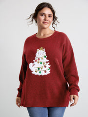 Festive Cat Tree Colorful Pullover