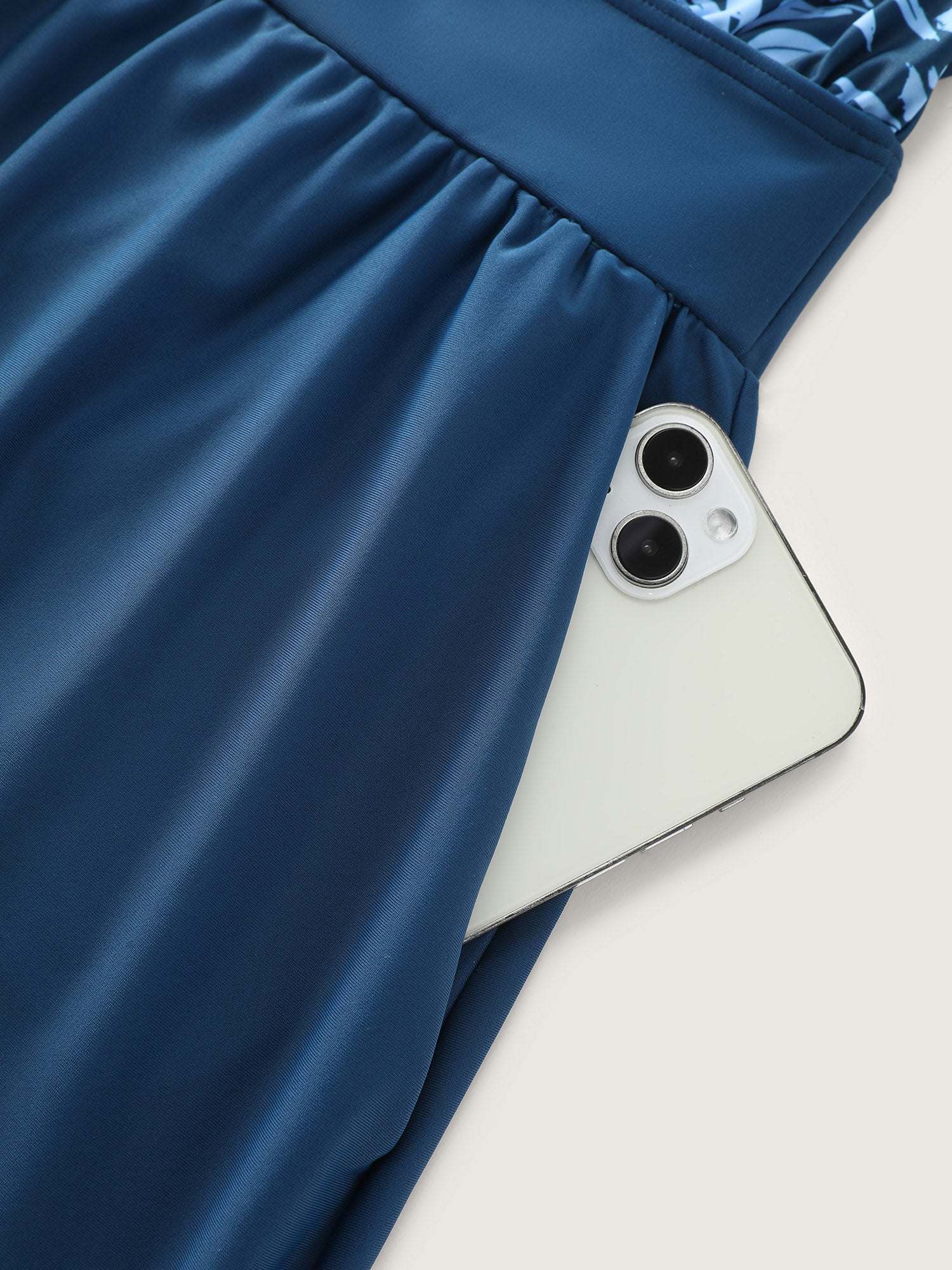 Floral Print Keyhole Pockets Swim Romper