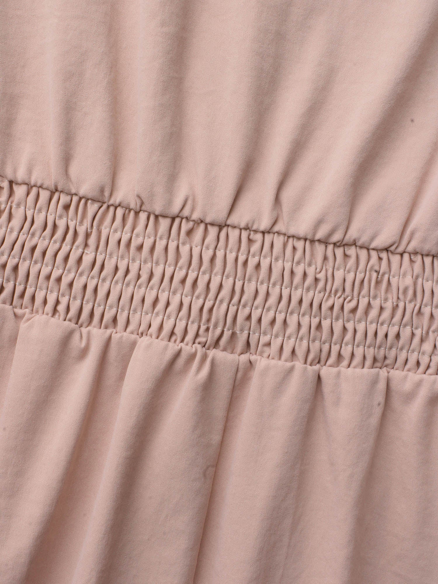 Shirt Collar Shirred Woven Ribbon Dress