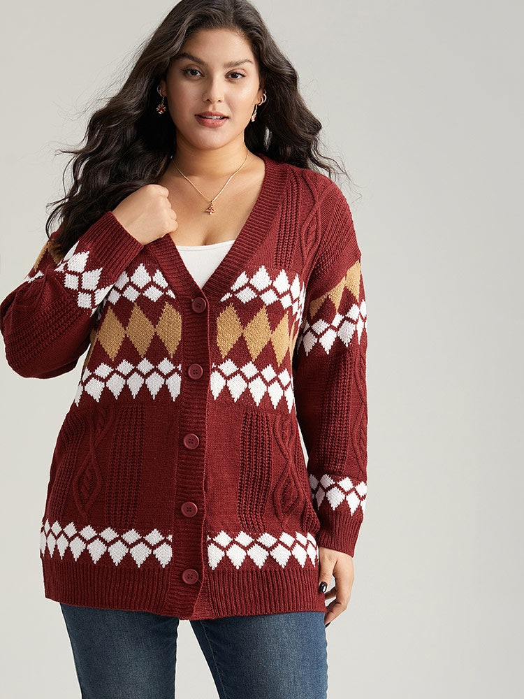 Bandana Print Plisse Button Through Cardigan