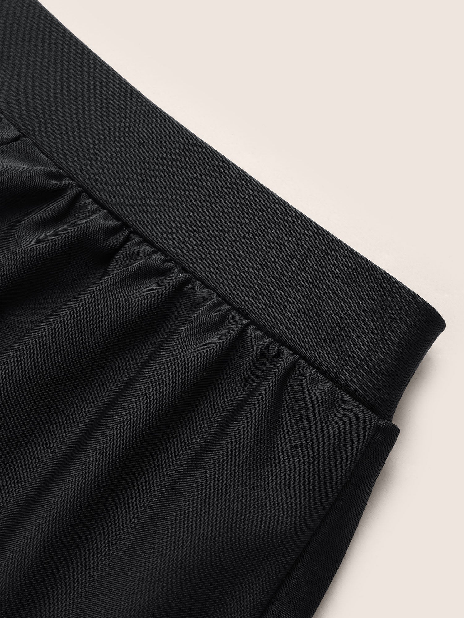 Solid High Rise Overlapped Hem Swim Bottom