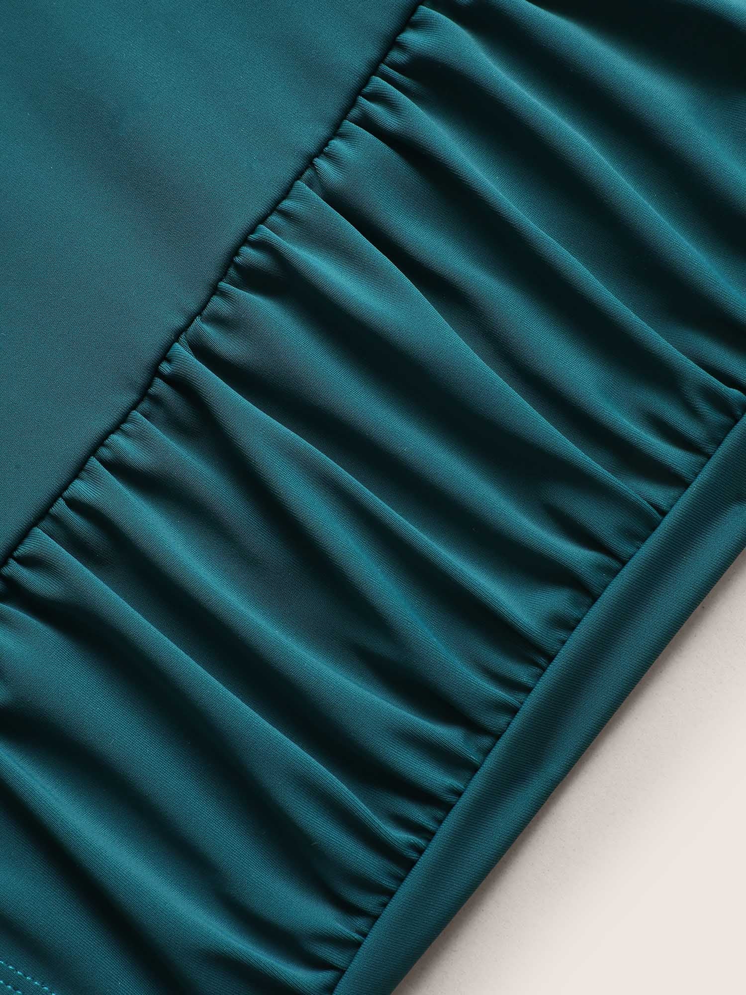 Solid Cut Out Ruffle Trim One Piece Swimsuit