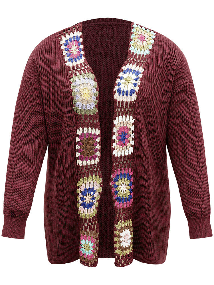 Floral Embroidered Open Front Cardigan