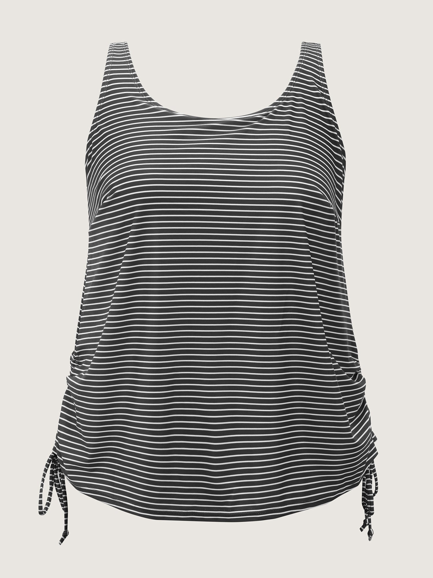 Striped Non-Removable Cups Swim Top