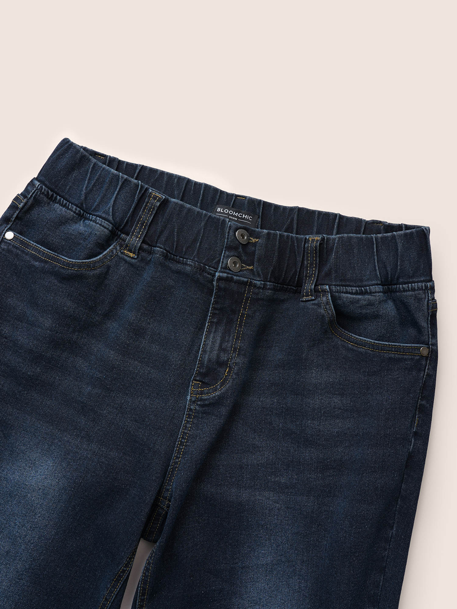 Bootcut Elastic Waist Button Down Jeans