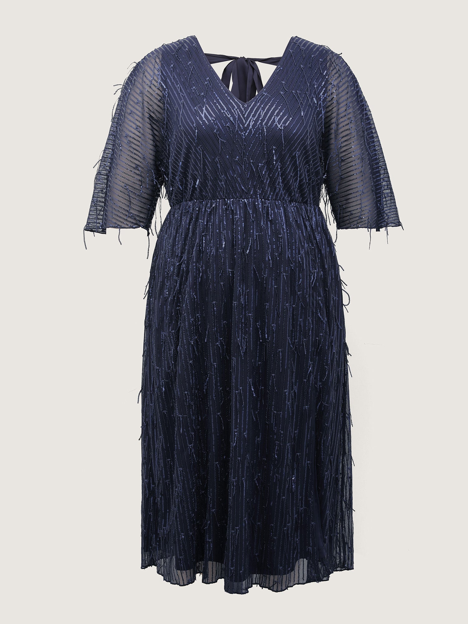 Sequin Lace High Slit Backless Maxi Dress