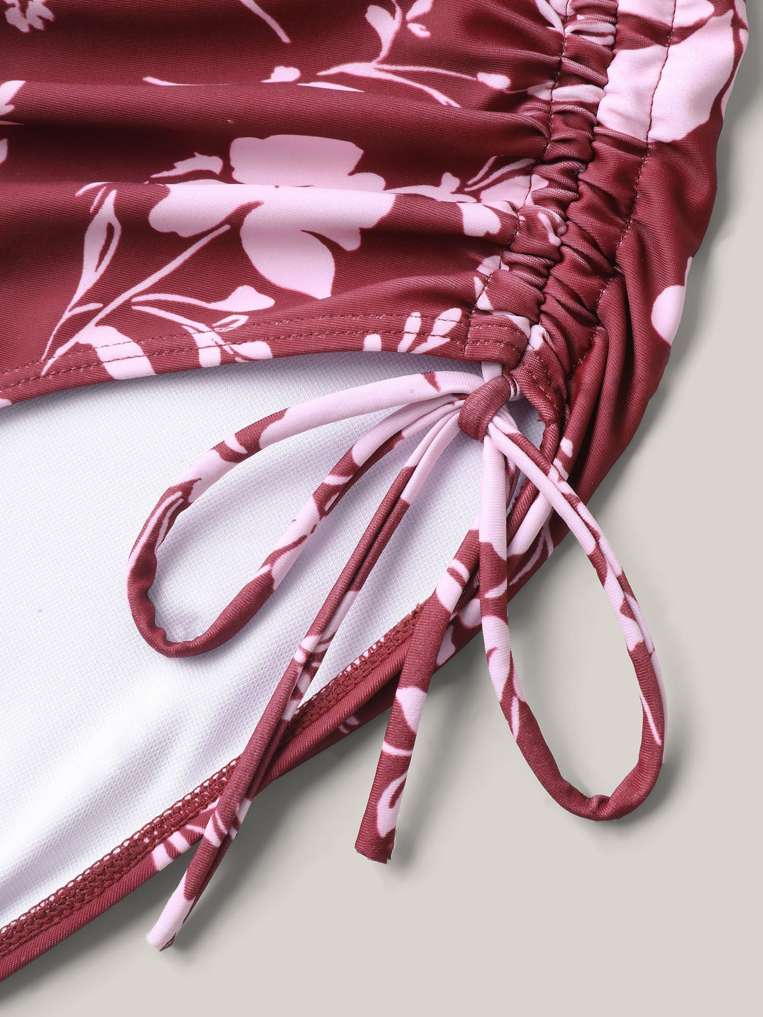 Silhouette Floral Side Drawstring One-Piece Swimsuit